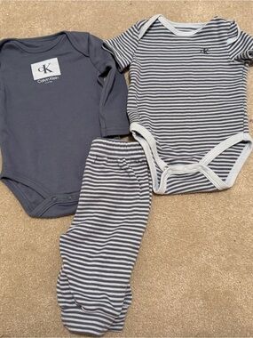 Calvin Klein Navy & White Striped Baby 3-Piece Set